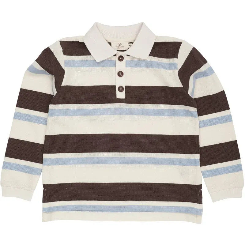 Copenhagen Colors Dusty Blue Combi Striped Pique Polo Bluse 1