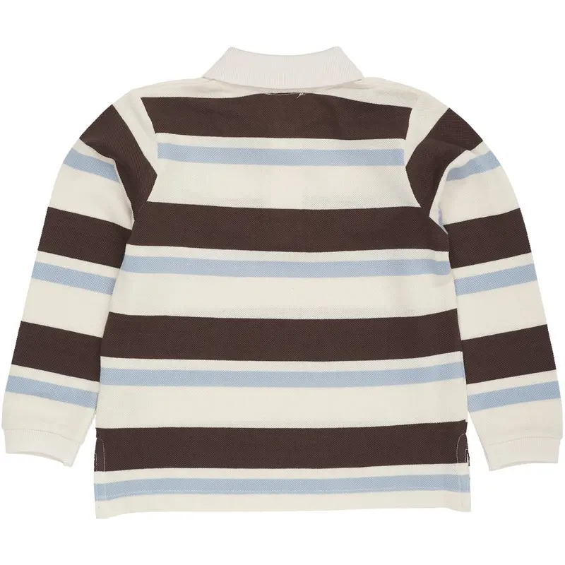 Copenhagen Colors Dusty Blue Combi Striped Pique Polo Bluse 6