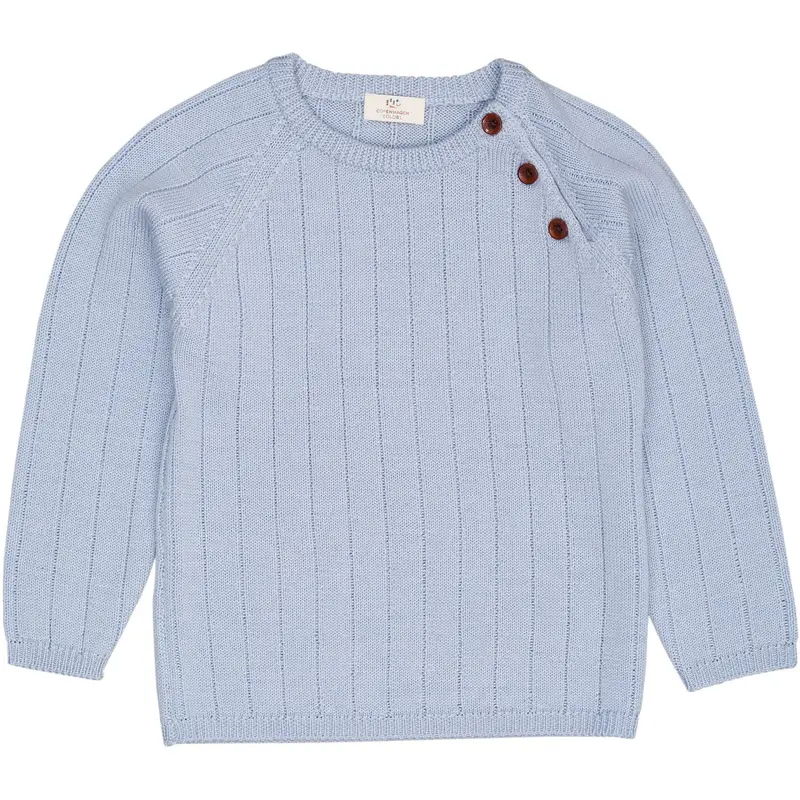 Copenhagen Colors Dusty Blue Merino Strikket Bluse 1