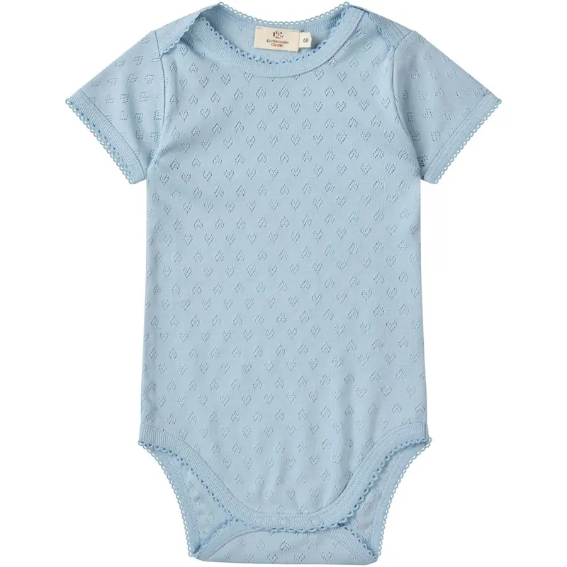 Copenhagen Colors Dusty Blue Pointelle Heart Lapneck Body Ss 1