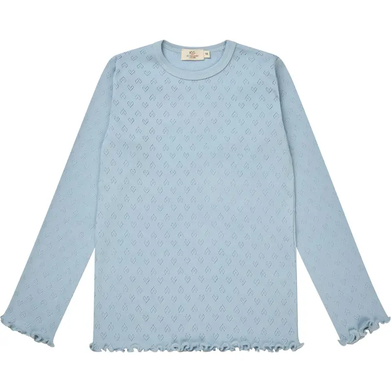 Copenhagen Colors Dusty Blue Pointelle Heart Ls Tee 1