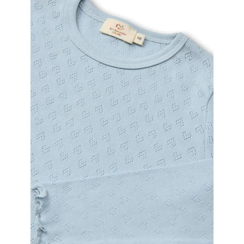 Copenhagen Colors Dusty Blue Pointelle Heart Ls Tee 2