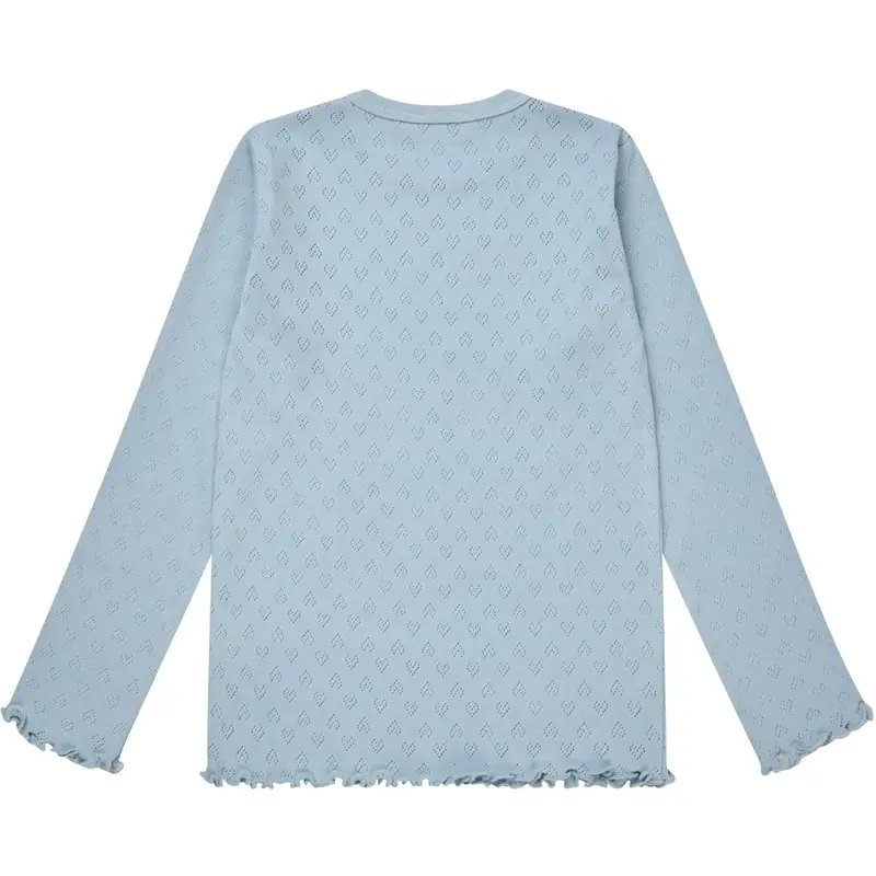 Copenhagen Colors Dusty Blue Pointelle Heart Ls Tee 3
