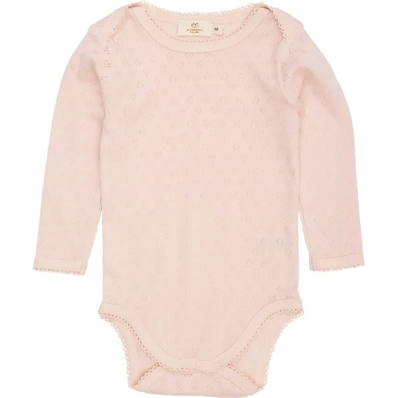 Copenhagen Colors Dusty Rose Pointelle Heart Lapneck Body Ls 1