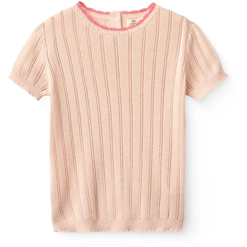 Copenhagen Colors Dusty Rose Strikket Pointelle Ss Bluse 1