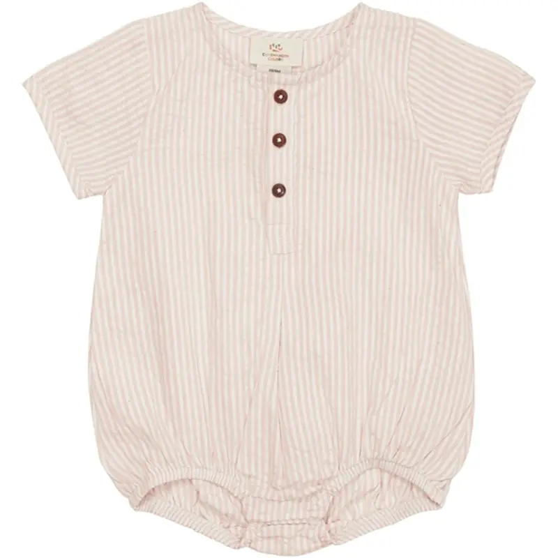 Copenhagen Colors Dusty Rose Stripe Seersucker Romper M. Ærmer 1