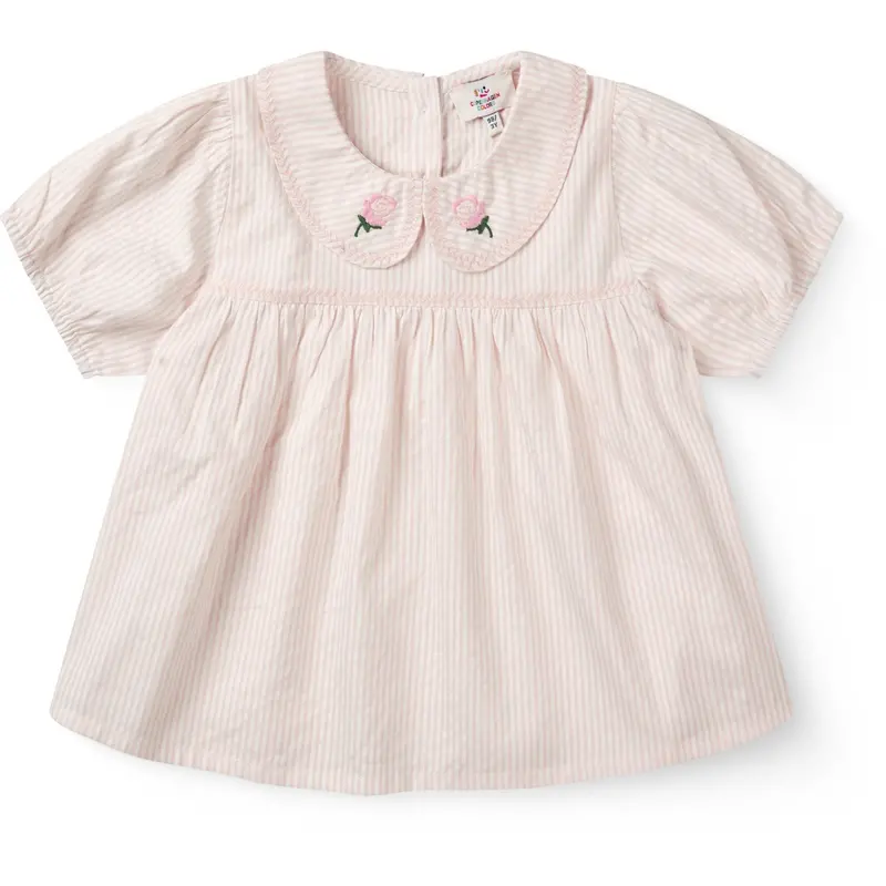 Copenhagen Colors Dusty Rose W Cream Stripe Seersucker Bluse W. Krave 1