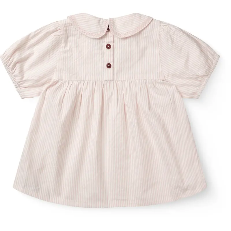 Copenhagen Colors Dusty Rose W Cream Stripe Seersucker Bluse W. Krave 9