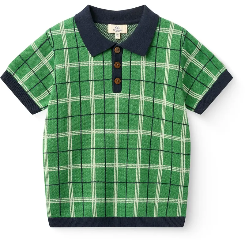 Copenhagen Colors Green Comb. Strikket Checkered Polo 1