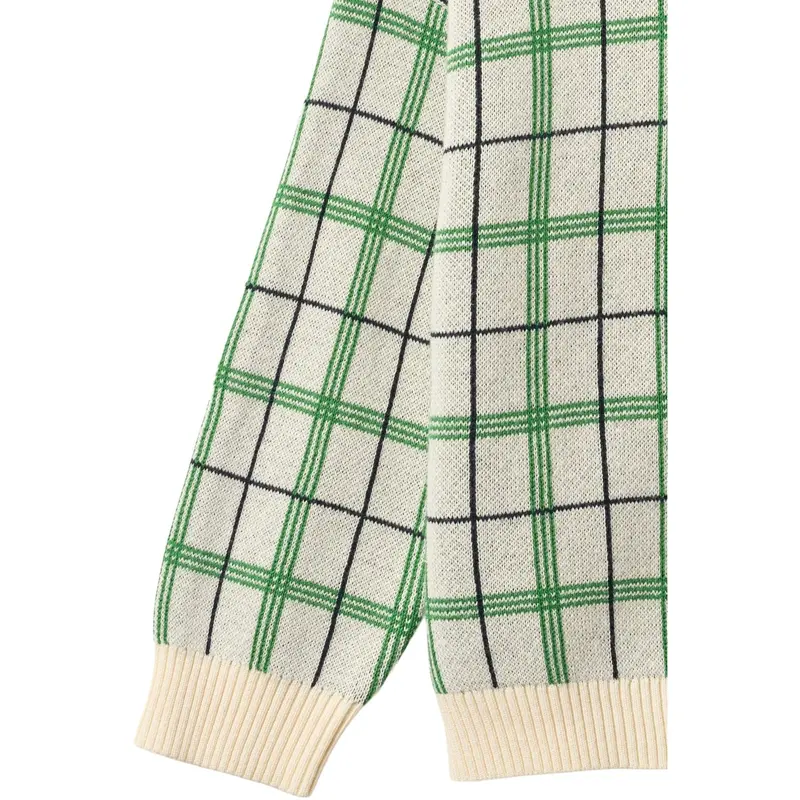 Copenhagen Colors Green Comb. Strikket Jacquard Check Bluse 5