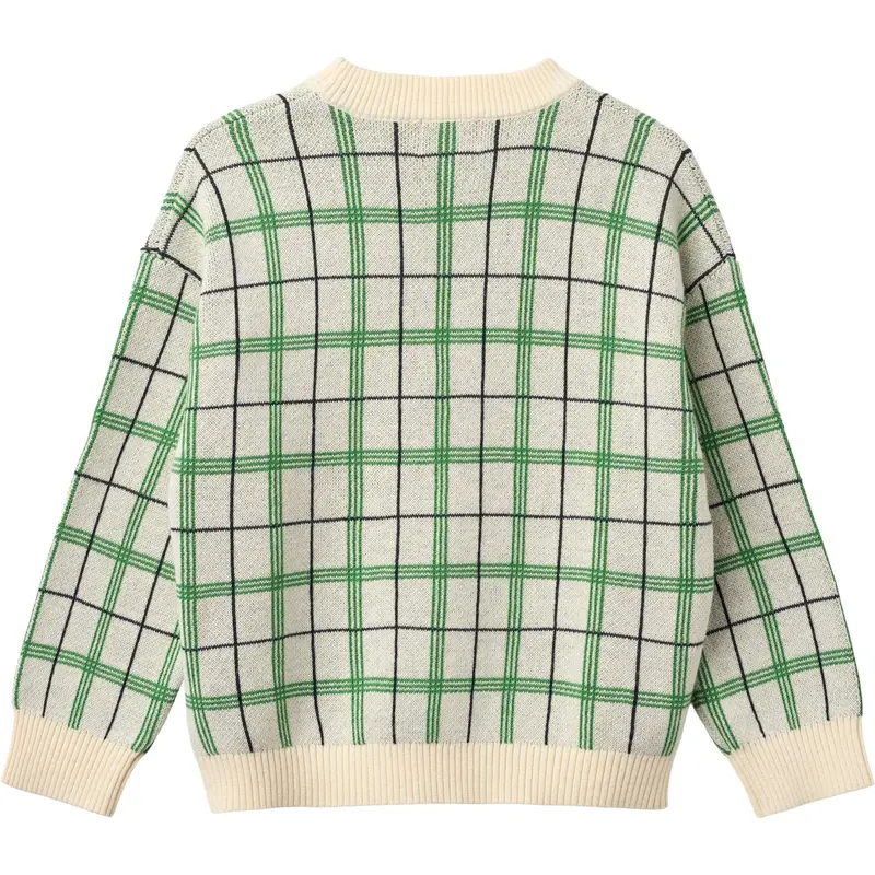 Copenhagen Colors Green Comb. Strikket Jacquard Check Bluse 6