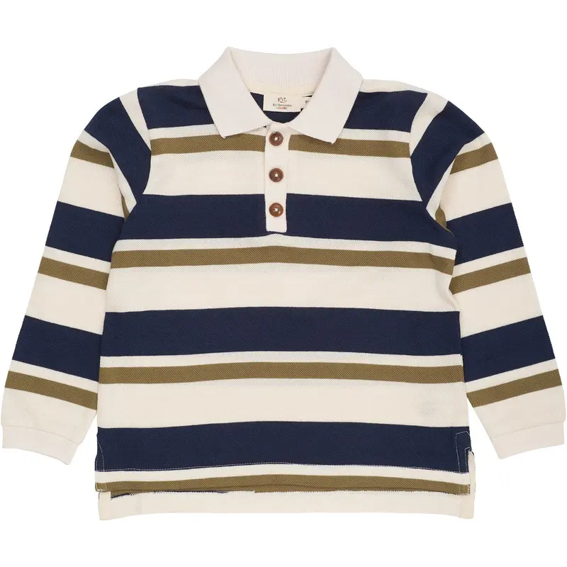 Copenhagen Colors Green Combi Striped Pique Polo Bluse 1