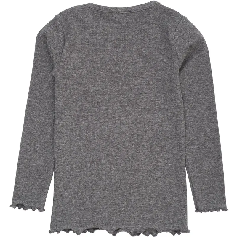 Copenhagen Colors Grey Mel Modal Rib Ls Tee W. Heart Hole Pattern 2