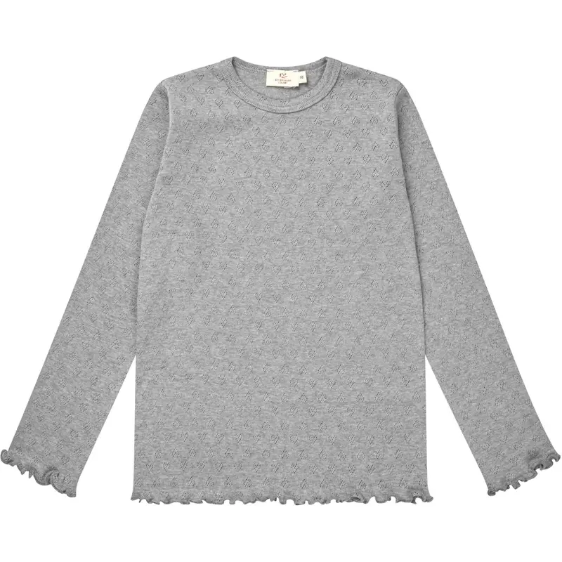 Copenhagen Colors Grey Mel. Pointelle Heart Ls Tee 1