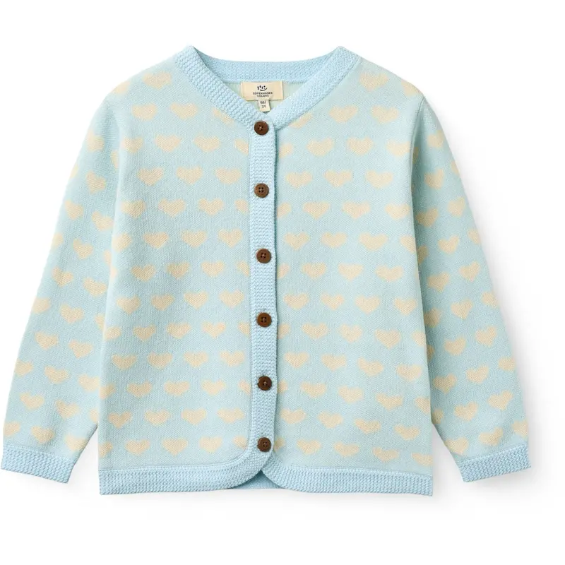 Copenhagen Colors Ice Blue Comb Heart Cardigan W. Crochet Edge 1
