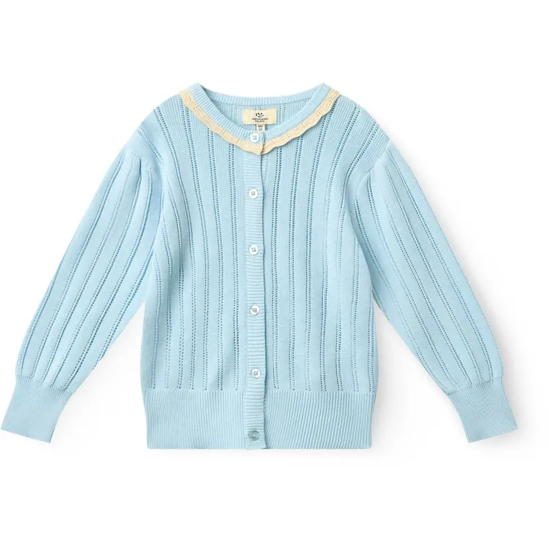 Copenhagen Colors Ice Blue/Cream Comb. Strikket Pointelle Cardigan 1