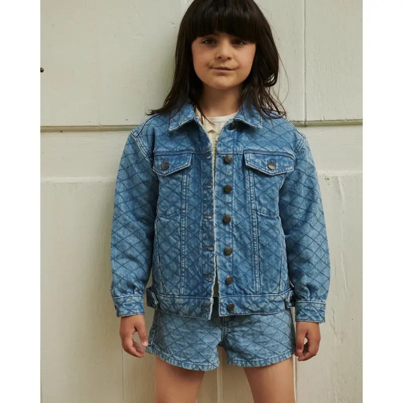 Copenhagen Colors Lt. Washed Blue Quilt Organic Quiltet Denim Jakke 6