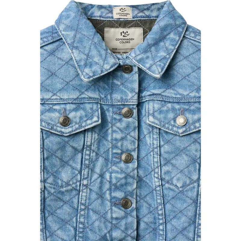 Copenhagen Colors Lt. Washed Blue Quilt Organic Quiltet Denim Jakke 7