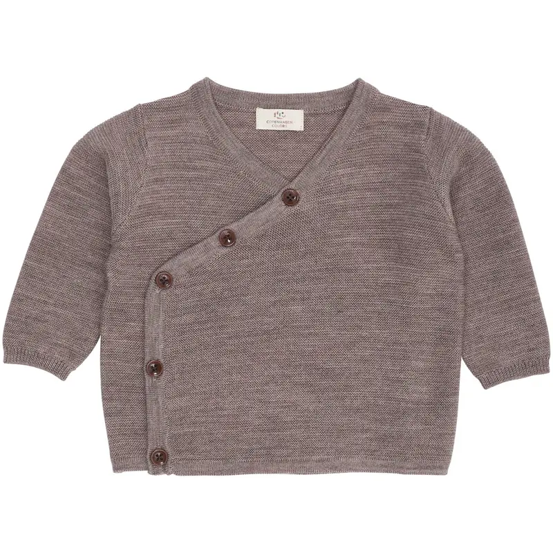 Copenhagen Colors Natural Mel Merino Baby Cross-Over Cardigan In Garter Stitch 1