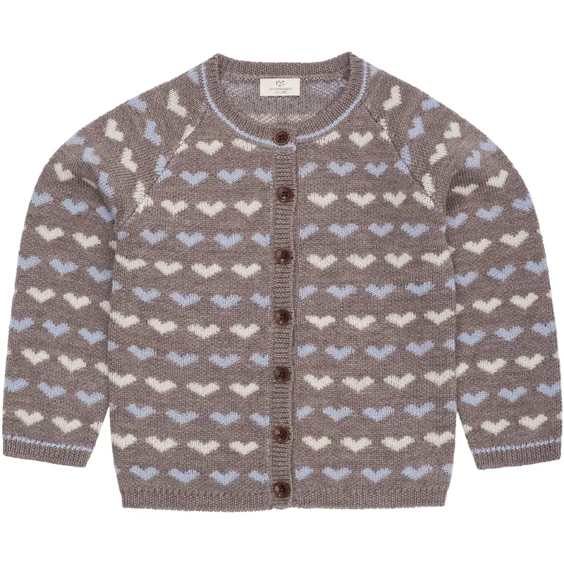 Copenhagen Colors Naturalmel./Dusty Blue Comb Merino Heart Cardigan 1