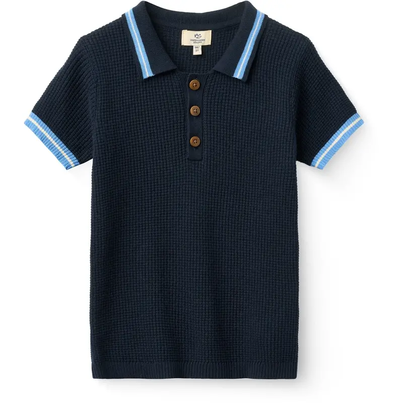 Copenhagen Colors Navy, Blue, Cream Comb. Strikket Pattern Polo 1