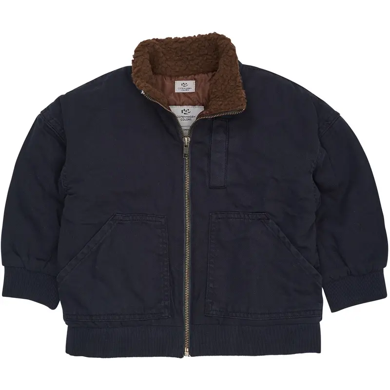 Copenhagen Colors Navy Twill Bumper Jakke W. Sherpa Krave 1