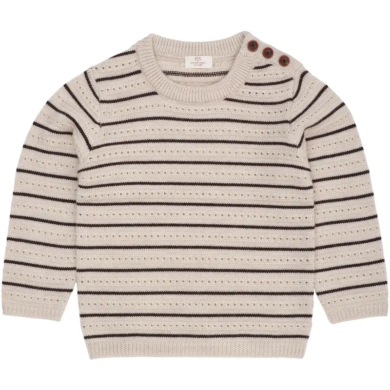 Copenhagen Colors Pale Cream Mel./Dk Brown Comb Merino Pattern Sweater 1
