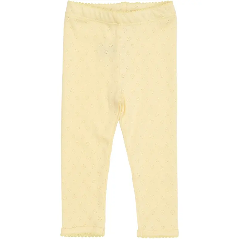 Copenhagen Colors Pale Yellow Pointelle Heart Leggings 1