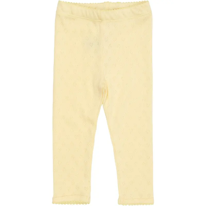 Copenhagen Colors Pale Yellow Pointelle Heart Leggings 2