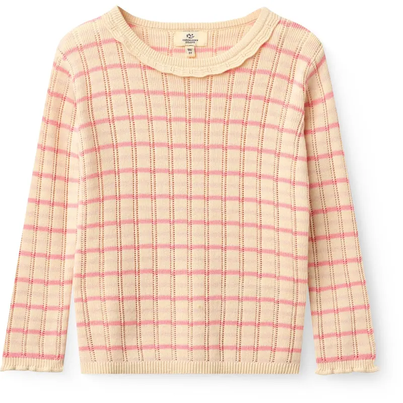 Copenhagen Colors Pink Comb. Strikket Stripe Pointelle Ls Bluse 1