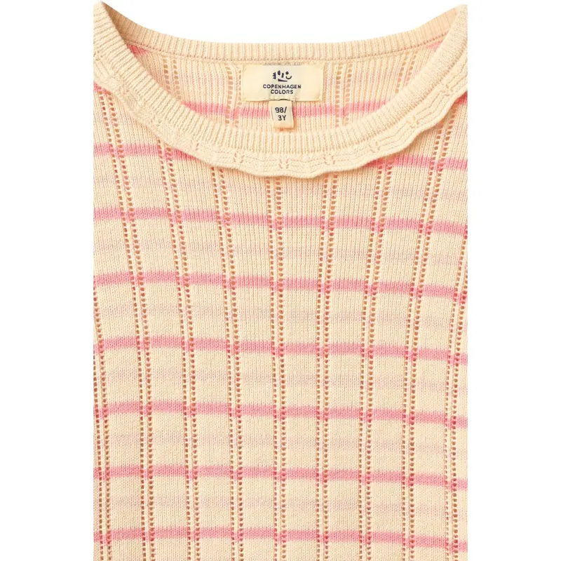 Copenhagen Colors Pink Comb. Strikket Stripe Pointelle Ls Bluse 2