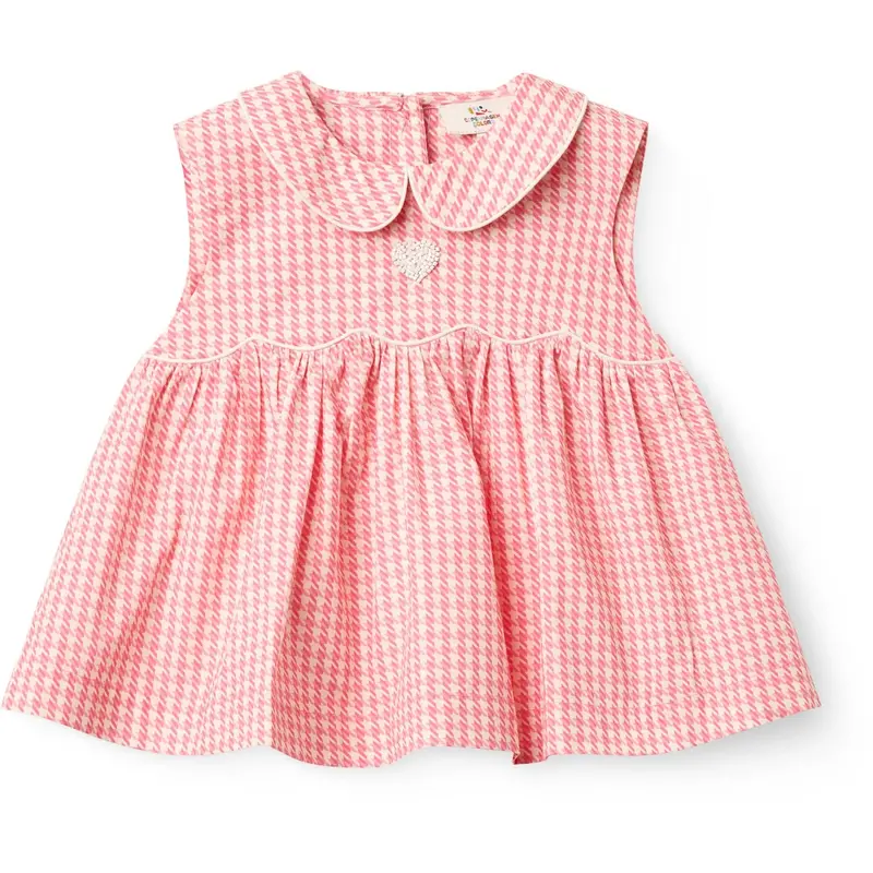 Copenhagen Colors Pink Houndstooth Mini Houndstooth Ss Bluse W. Krave 1
