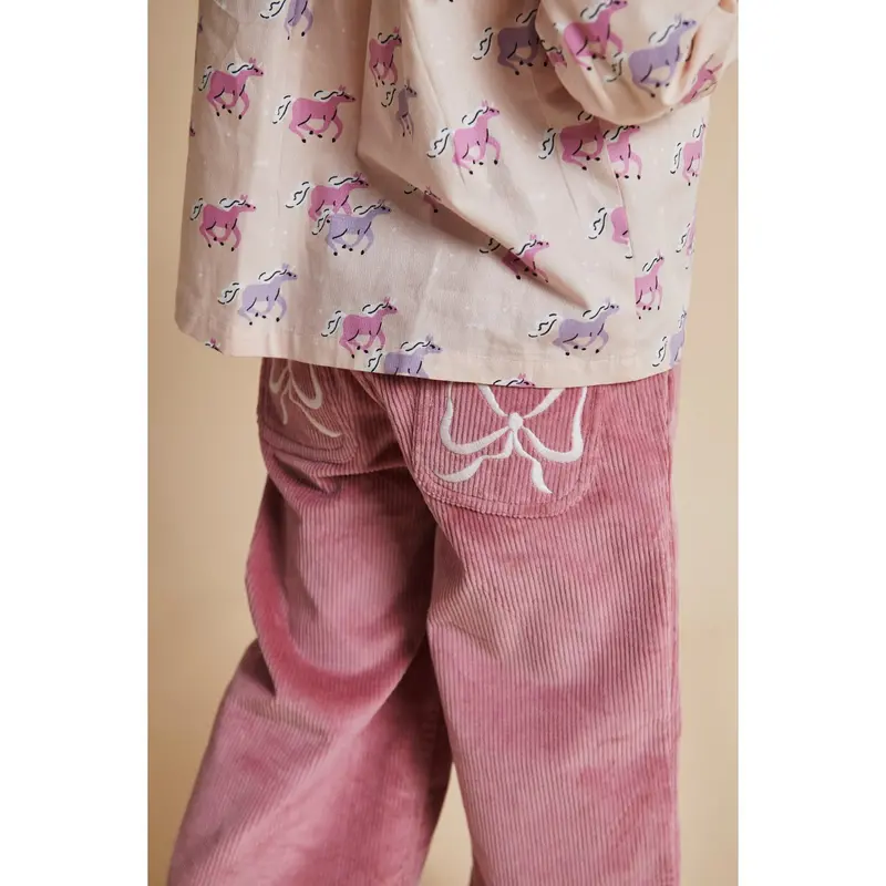Copenhagen Colors Rose Comb Corduroy Pant W. Wide Leg & Emb. At Backside Pocket 2