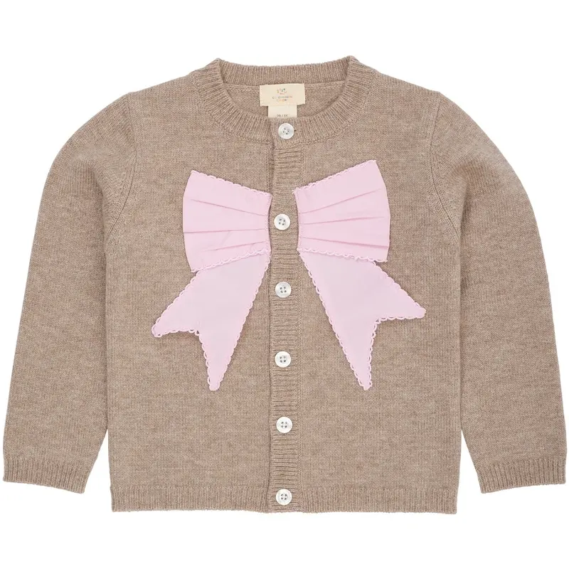 Copenhagen Colors Sand/Lavender Comb. Cashmere Cardigan W. Poplin Sløjfe 1