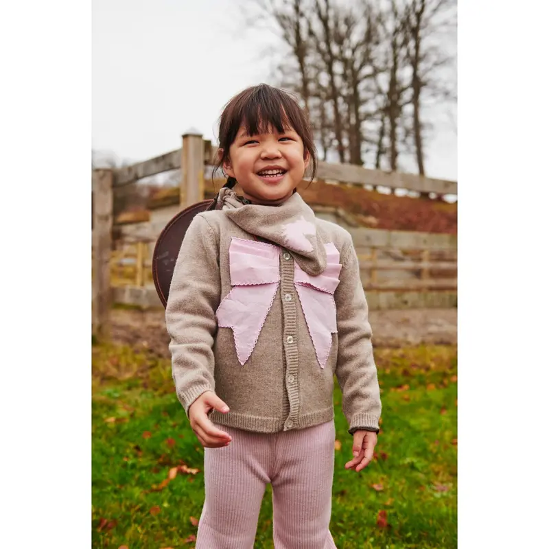 Copenhagen Colors Sand/Lavender Comb. Cashmere Cardigan W. Poplin Sløjfe 2
