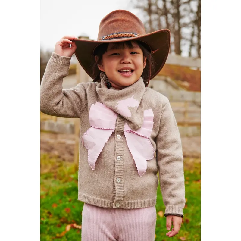 Copenhagen Colors Sand/Lavender Comb. Cashmere Cardigan W. Poplin Sløjfe 3