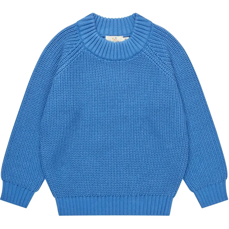 Copenhagen Colors Sharp Blue Strikket Classic Rib Bluse 1