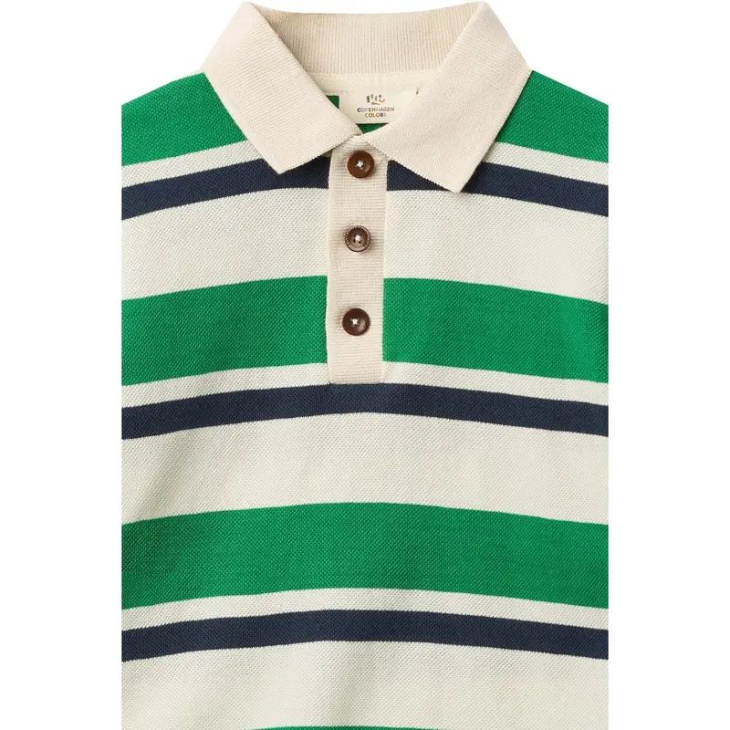 Copenhagen Colors Sharp Green Comb. Striped Pique Polo W. Ls 2