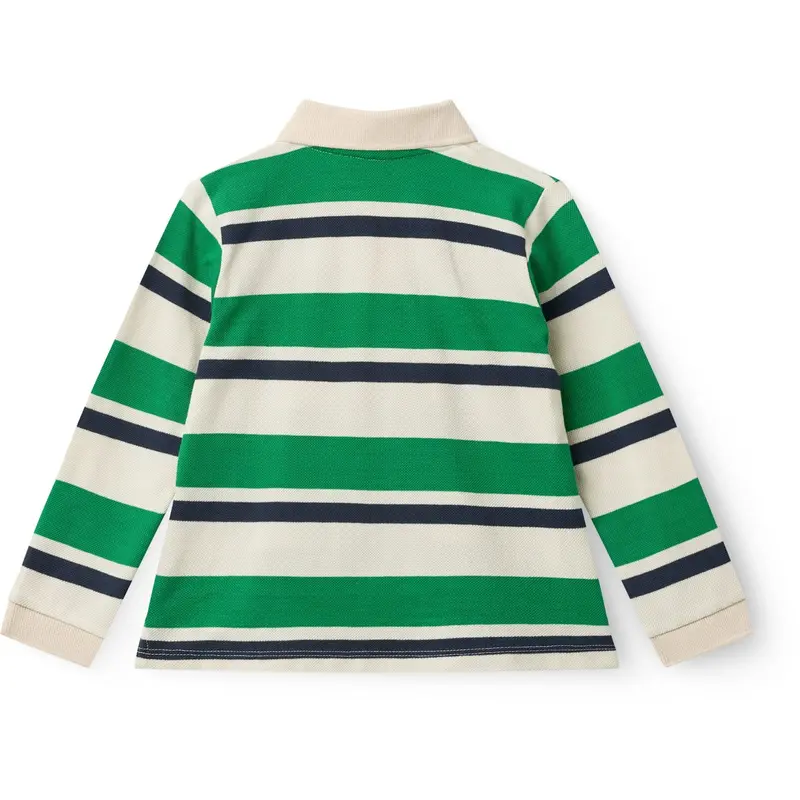 Copenhagen Colors Sharp Green Comb. Striped Pique Polo W. Ls 3