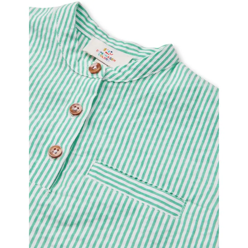 Copenhagen Colors Sharp Green W Cream Stripe Seersucker Baby Sæt 4