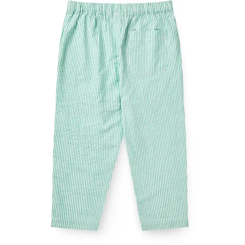 Copenhagen Colors Sharp Green W Cream Stripe Seersucker Bukser 1