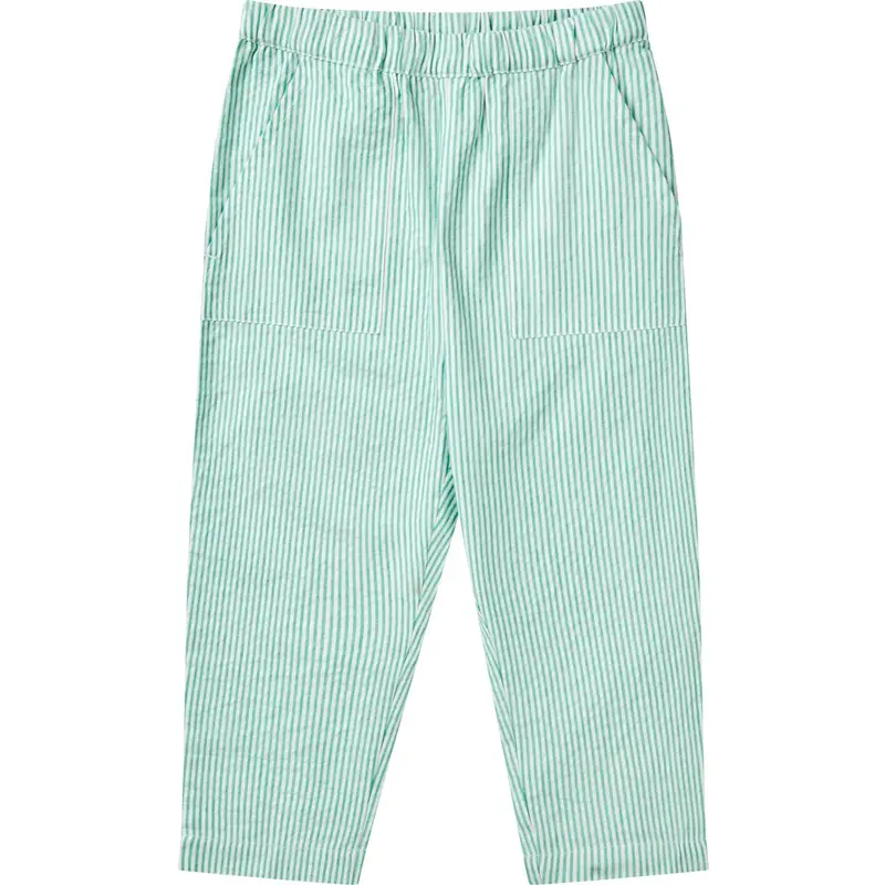 Copenhagen Colors Sharp Green W Cream Stripe Seersucker Bukser 3