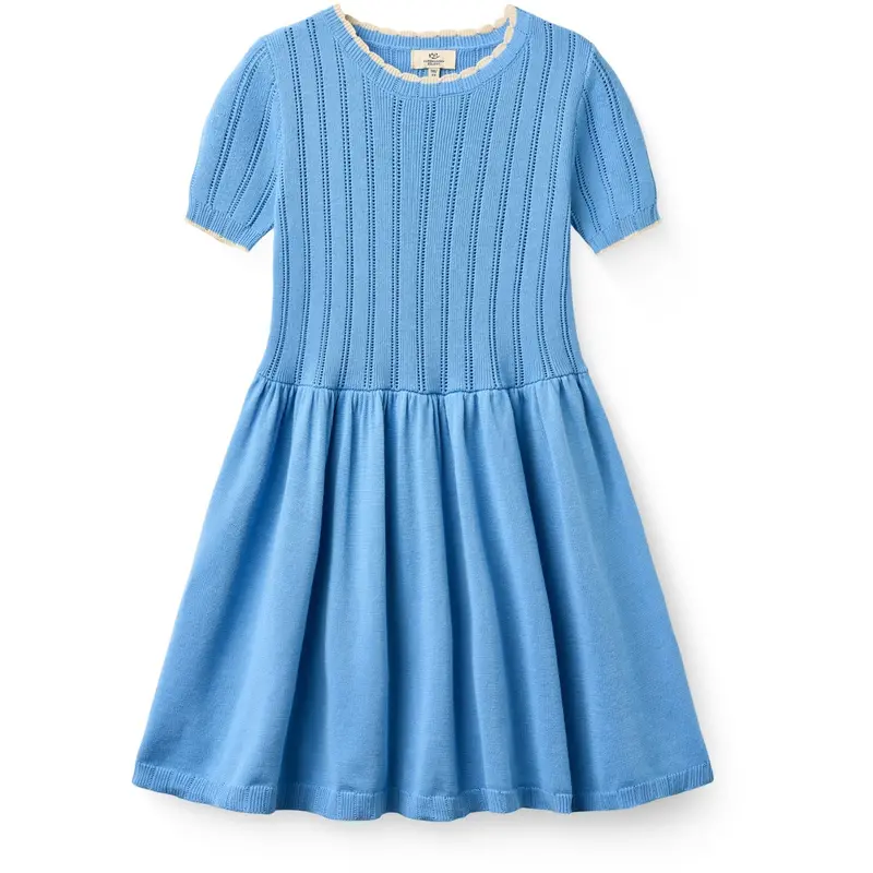 Copenhagen Colors Sky Blue Comb Strikket Pointelle Kjole 1