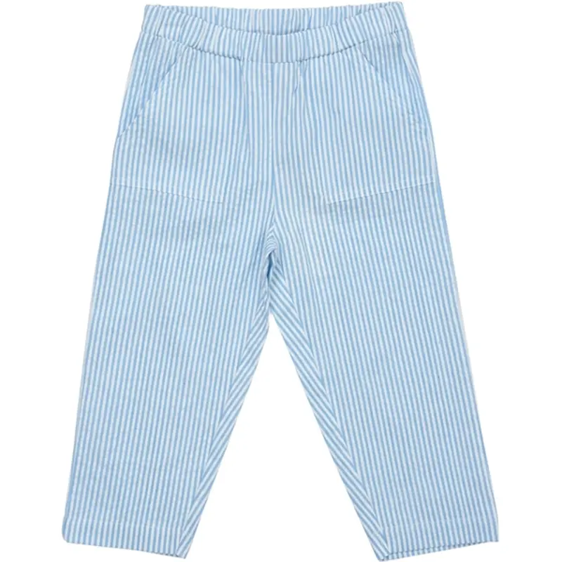 Copenhagen Colors Sky Blue W Cream Stripe Seersucker Bukser 1