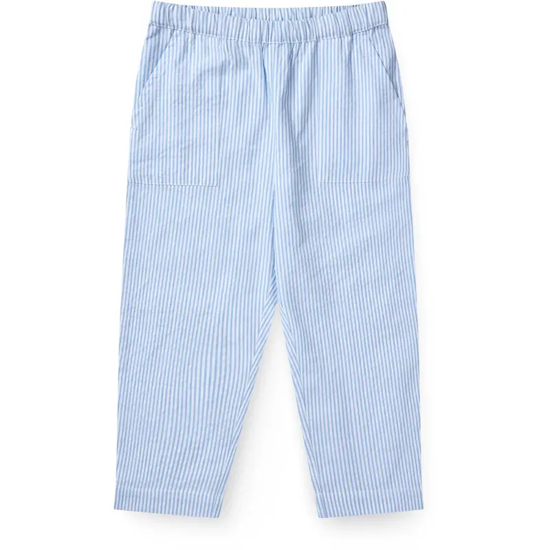 Copenhagen Colors Sky Blue W Cream Stripe Seersucker Bukser 1