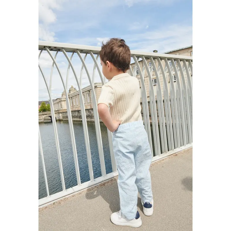 Copenhagen Colors Sky Blue W Cream Stripe Seersucker Bukser 2