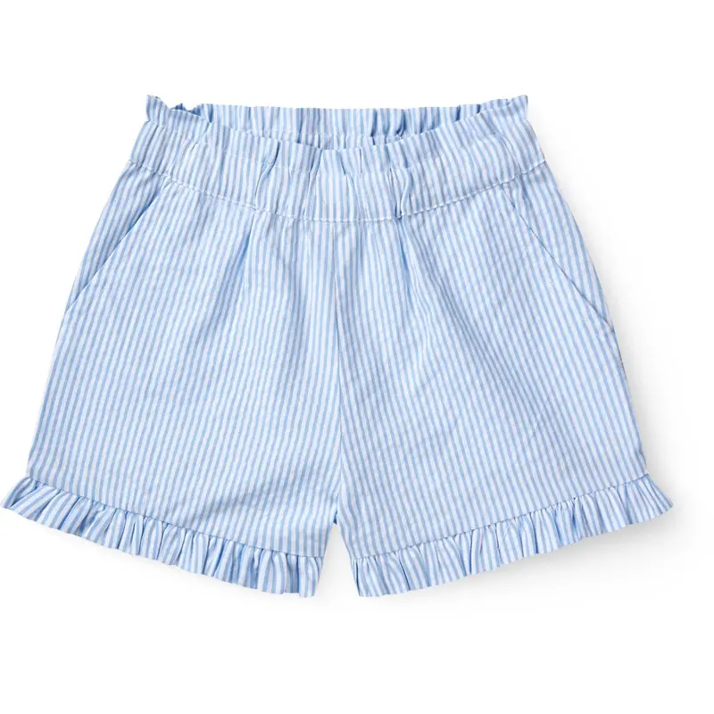 Copenhagen Colors Sky Blue W Cream Stripe Seersucker Girly Shorts 1
