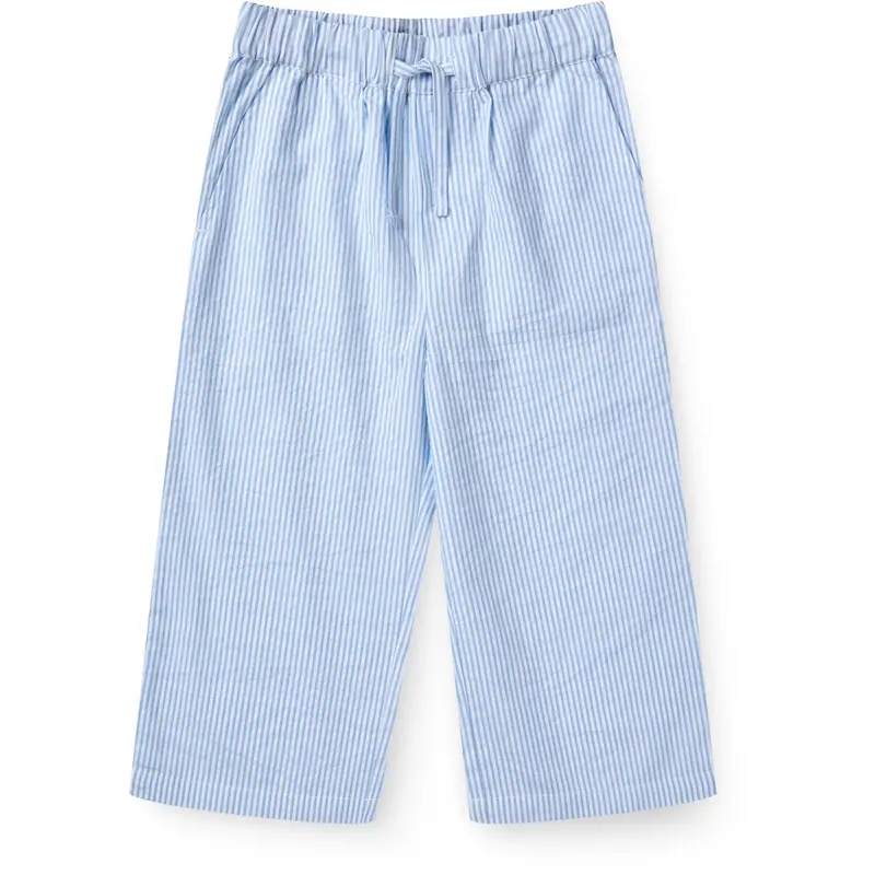 Copenhagen Colors Sky Blue W Cream Stripe Seersucker Pajama Bukser 1