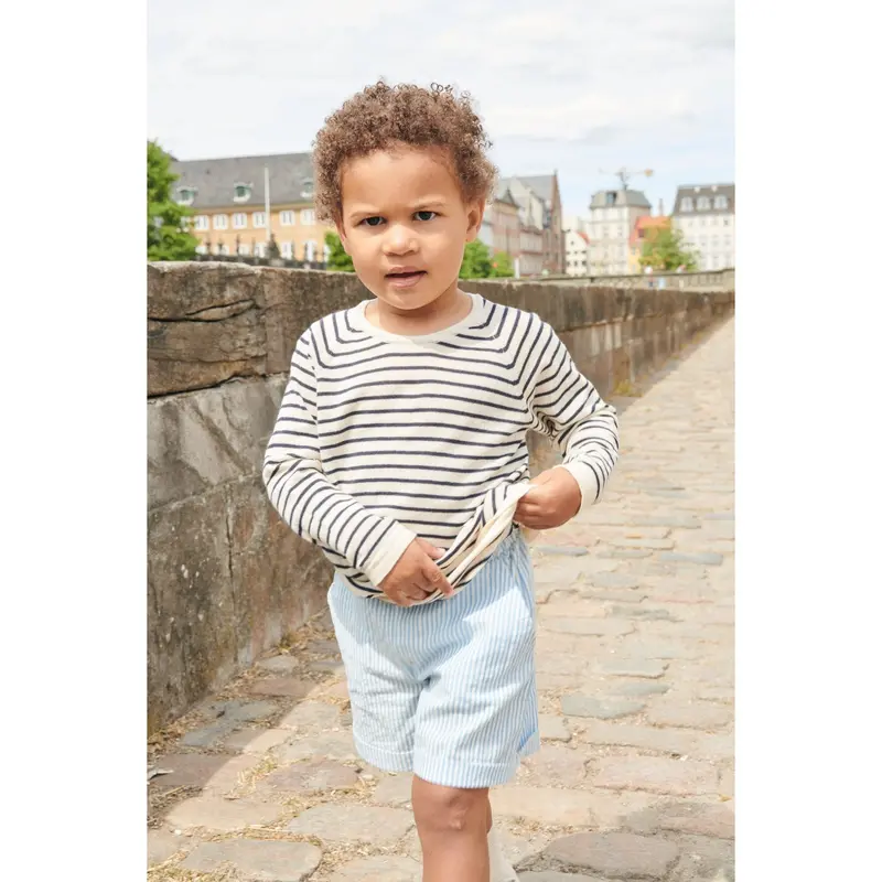 Copenhagen Colors Sky Blue W Cream Stripe Seersucker Shorts Sporty 3