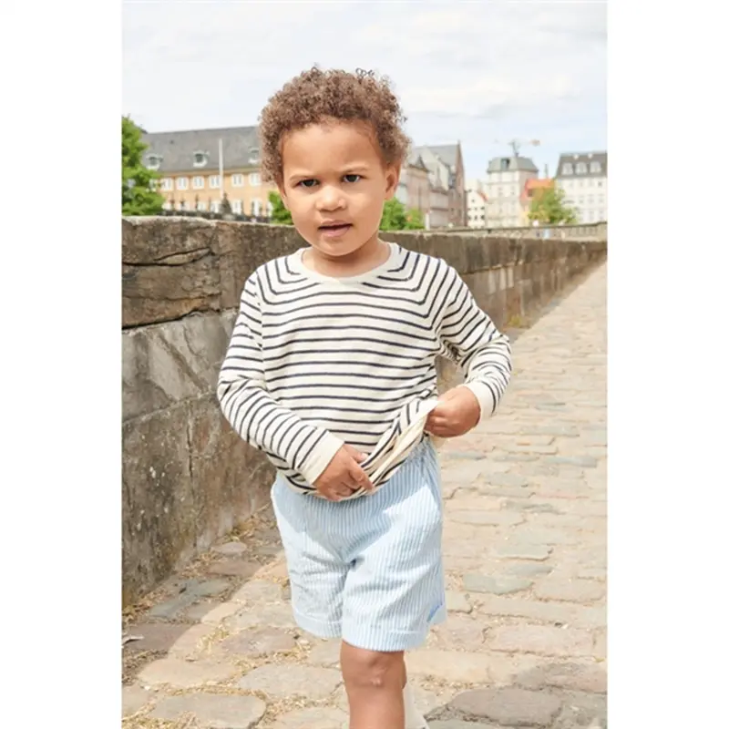 Copenhagen Colors Sky Blue W Cream Stripe Seersucker Sporty Shorts 3